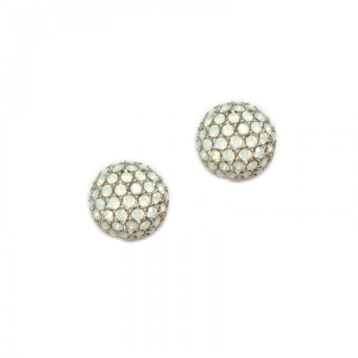 Swarovski Crystal Encrusted Ball Earring (White Opal)